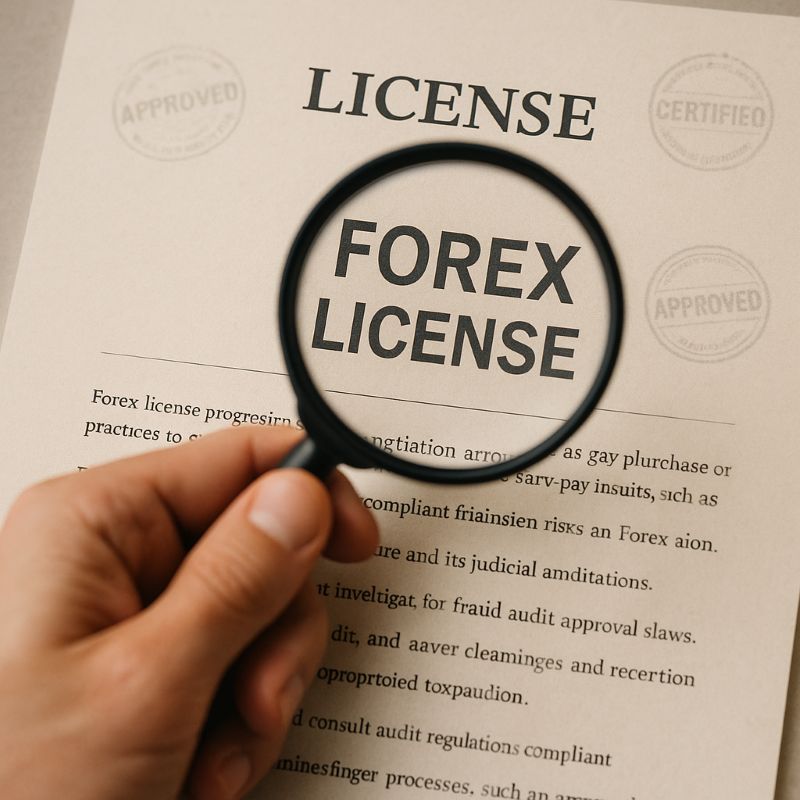 Kính lúp soi tài liệu giấy phép Forex giả mạo
