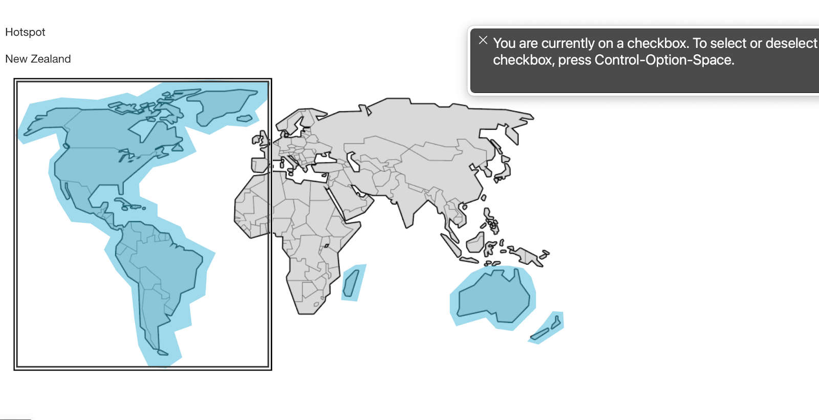 A map with highlighted regions. See caption for more detail.