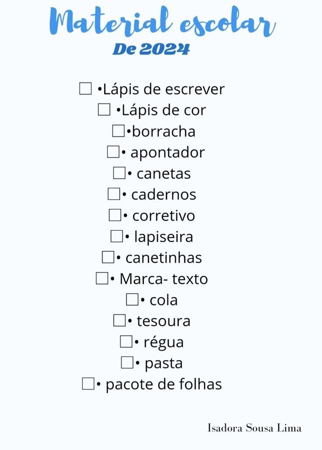 lista de material escolar ensino fundamental II