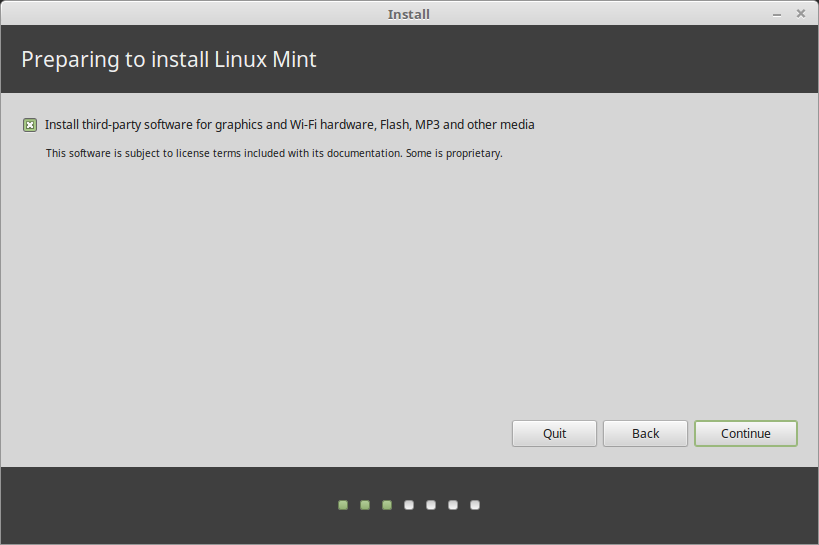 Preparing to instal linux