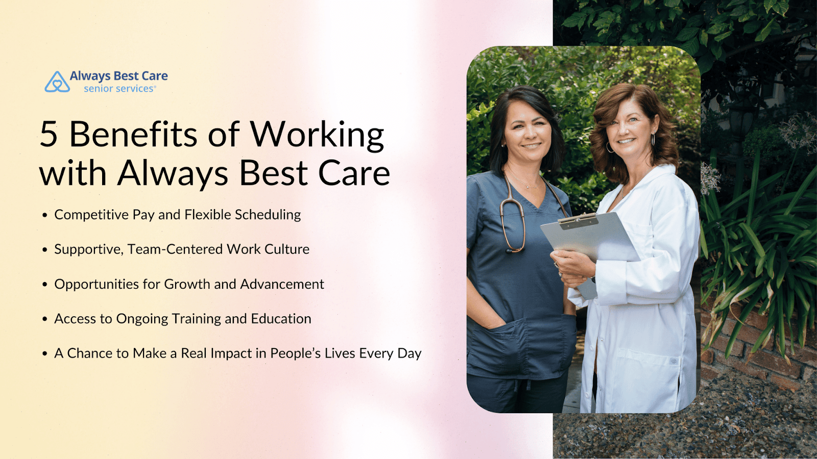 This infographic details five benefits of working with Always Best Care