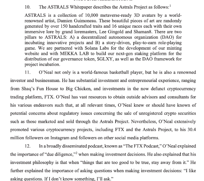 Shaquille O'Neal Faces Legal Challenges Over Astrals NFT Project