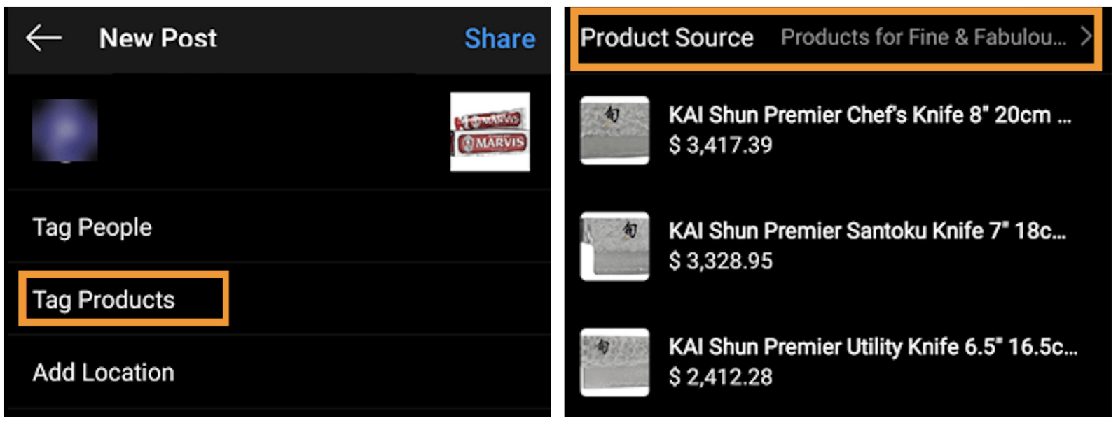 Tag product to enable Instagram Shop