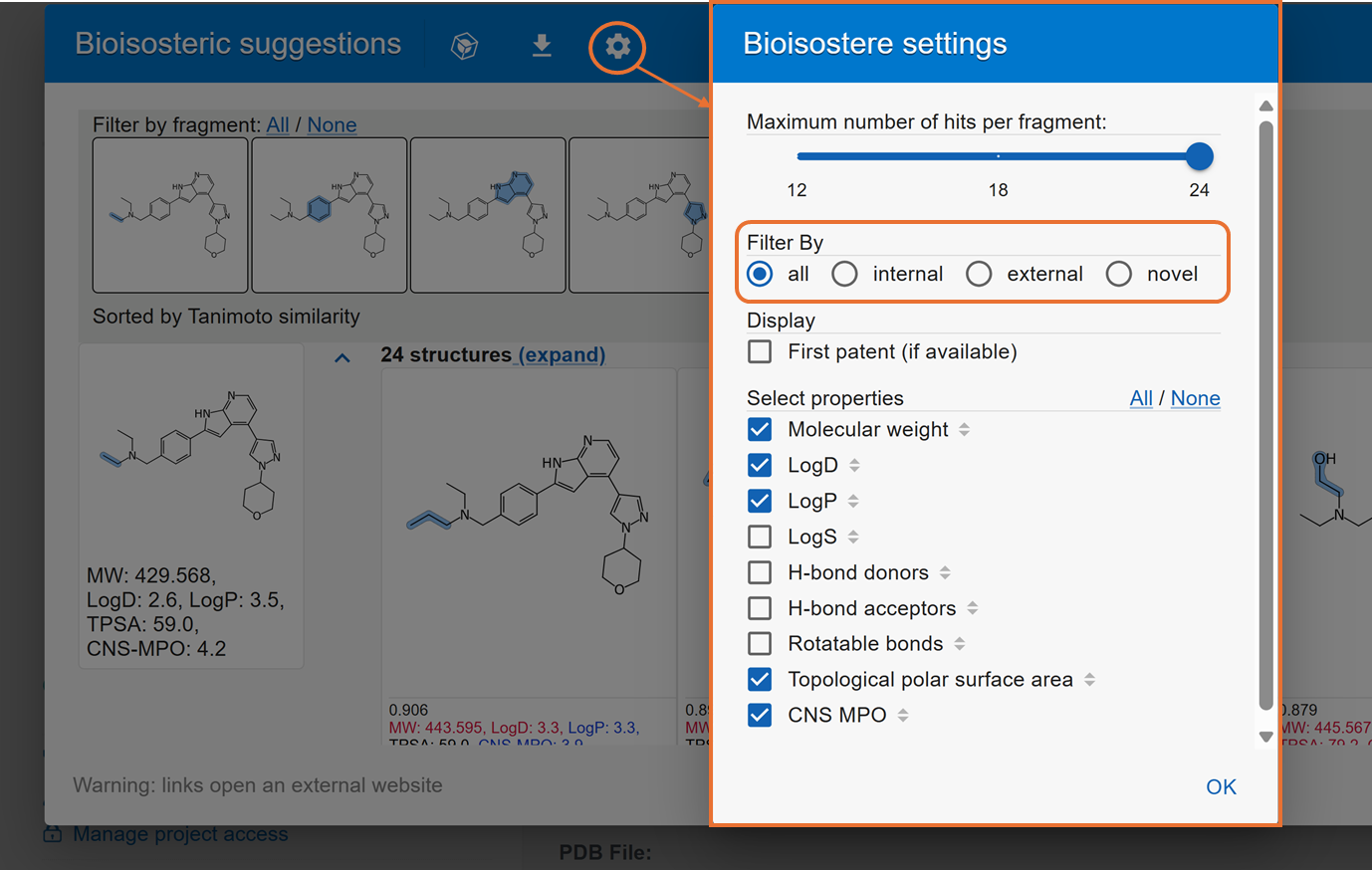 Bioisostere Settings 