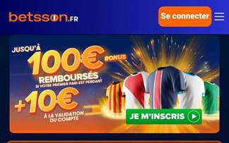 Betsson jusqu'à 110 € de bonus inscription paris sportifs