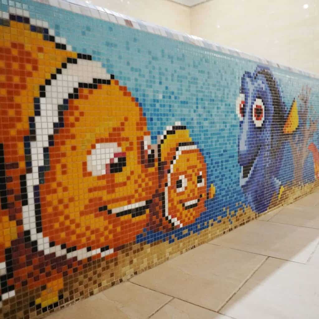 finding nemo dory pool exterior wall pixl glass tile art mosaic fish (6)