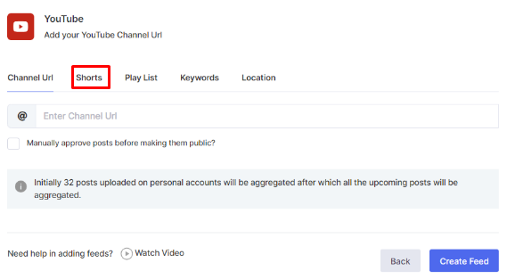 add shorts from YouTube