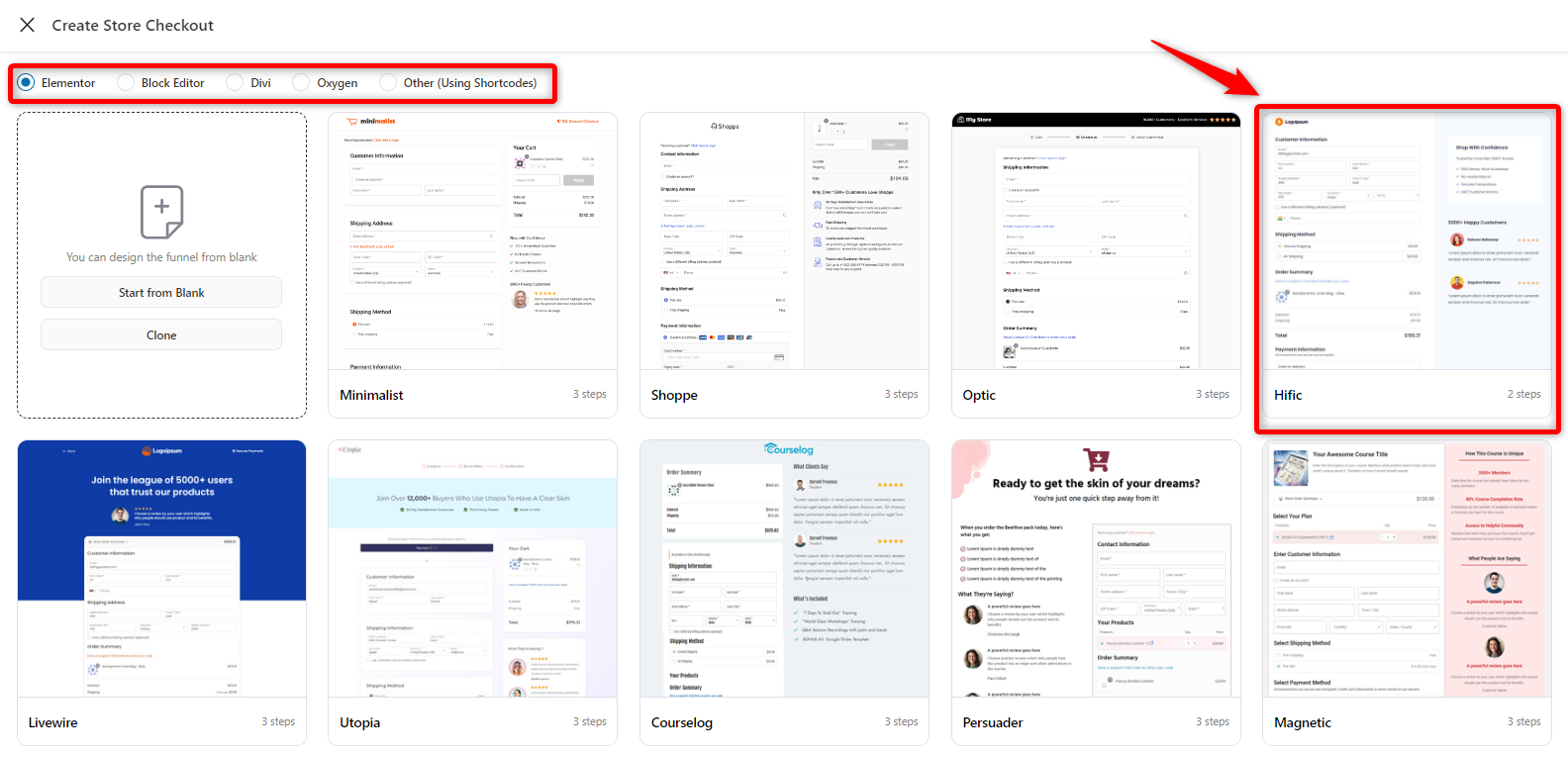 Import a pre-designed store checkout template