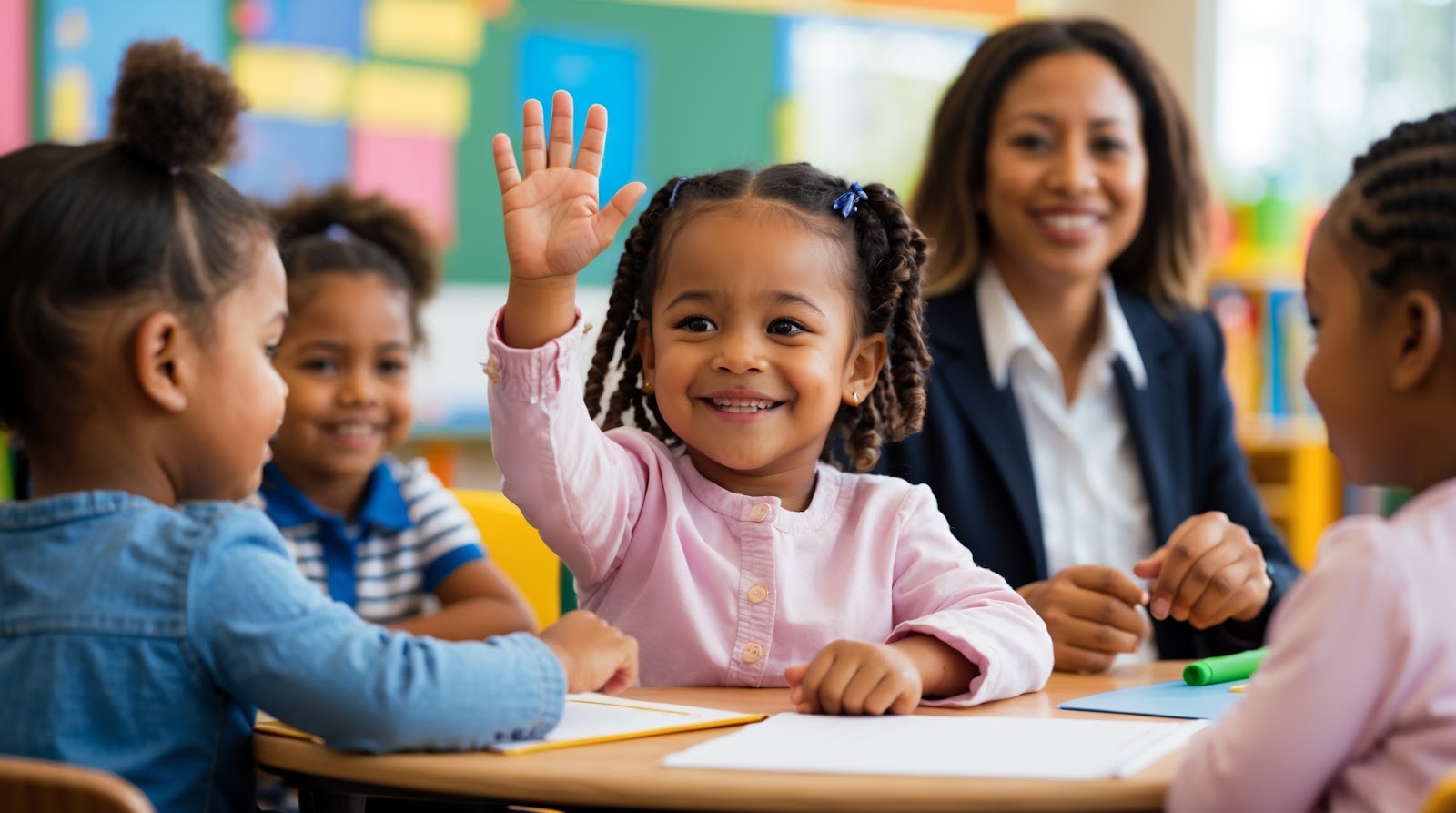 a kid raising his hand
