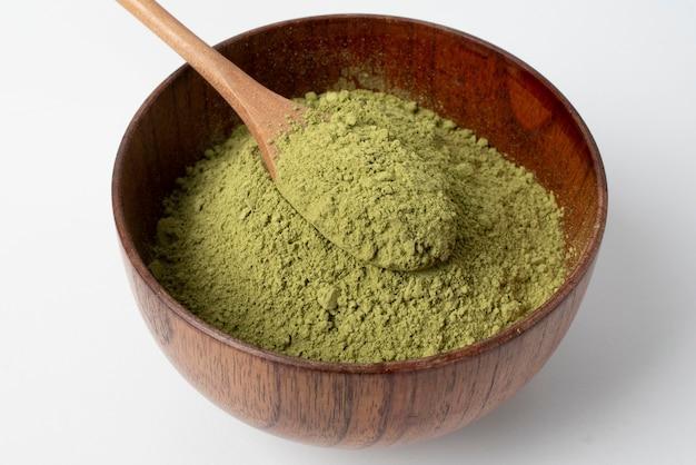 Green matcha powder still life