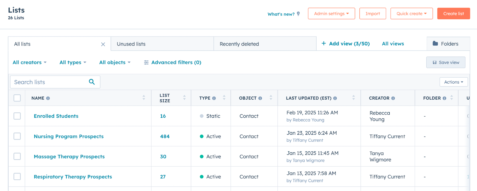 Segmenting Marketing Lists HubSpot