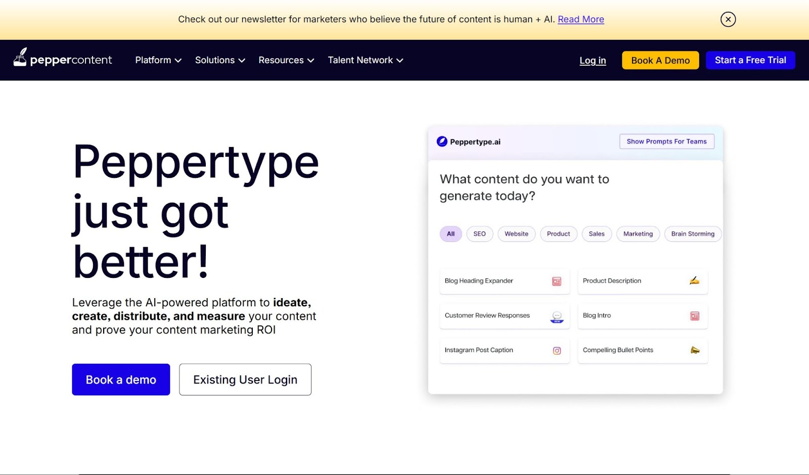 Screenshot of Peppertype.ai website