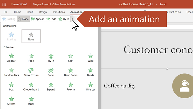 Include Animations and Transitions to your Slideshow
