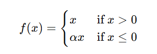 Mathematical expression for the Leaky ReLU function