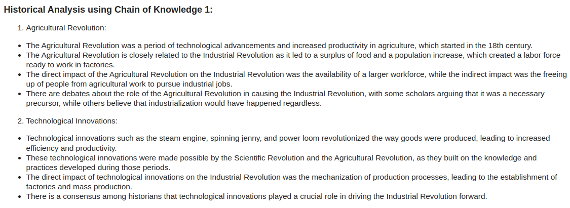 Historical Analysis using Chain of Knowledge 1