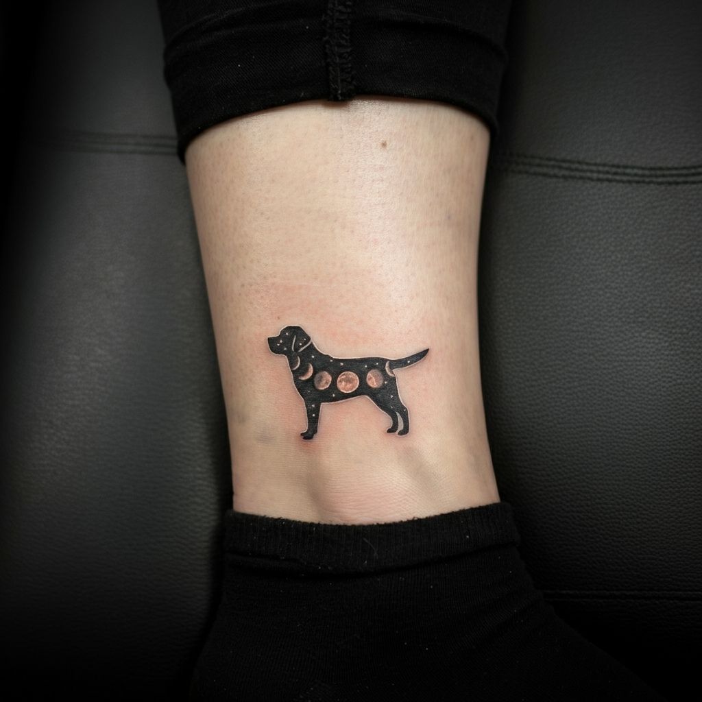 Labrador and Moon Phases Tattoo
