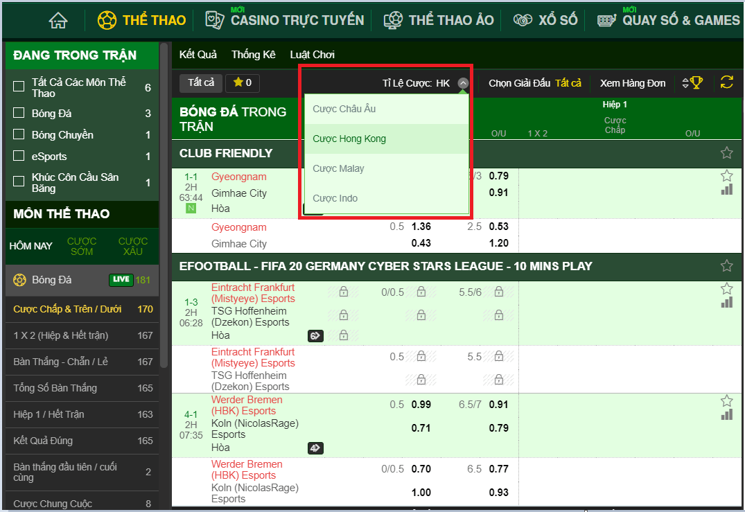 Giải thích 4 tỷ lệ cược bóng đá tại nhà cái V9BET