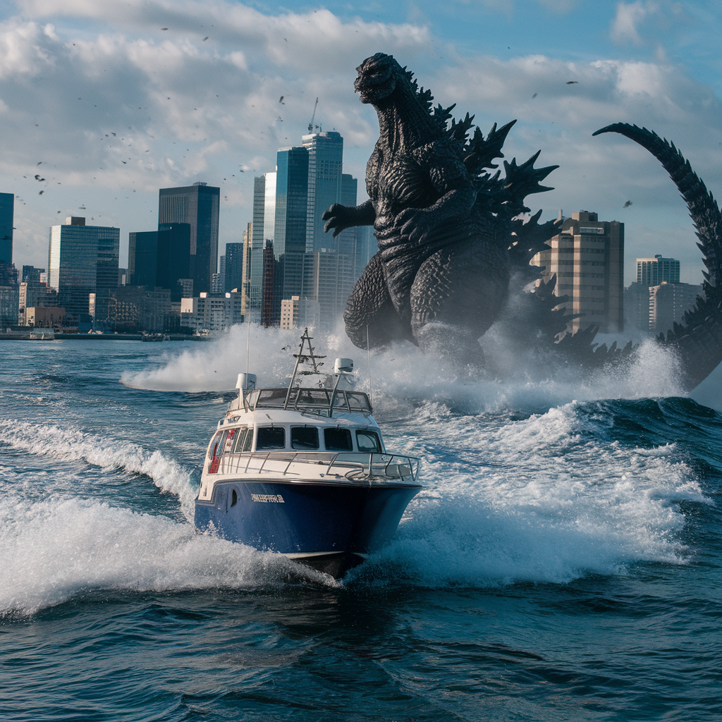 Godzilla Minus One Boat Chase 4K GIF