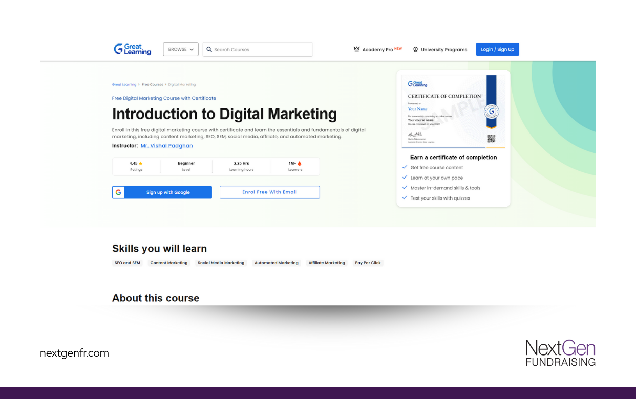 Great Learning marketing course 