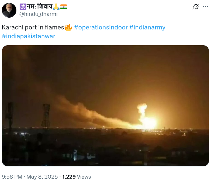 Indian airstrike targeting Pakistan's Karachi port.