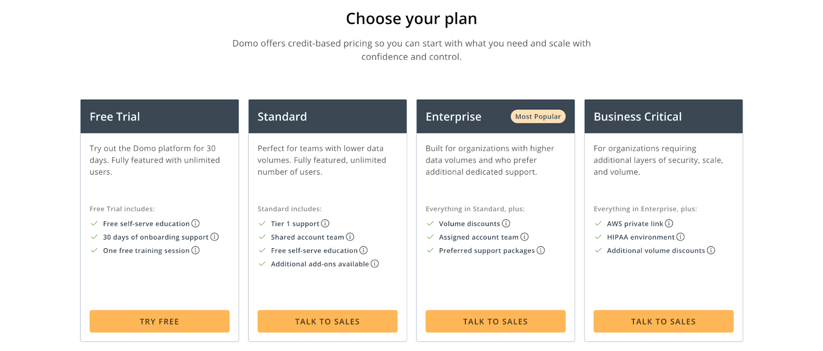 Domo pricing plans