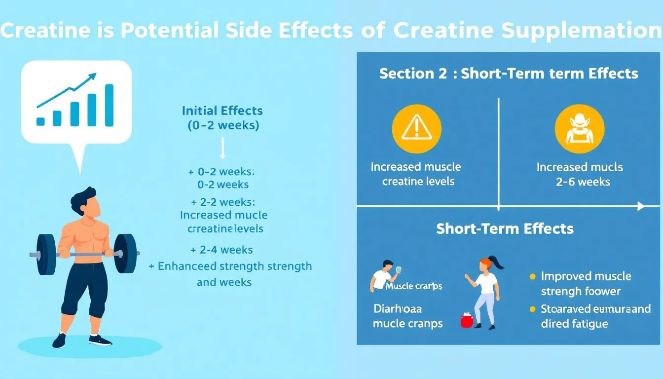 A visual representation of potential side effects of creatine supplementation.