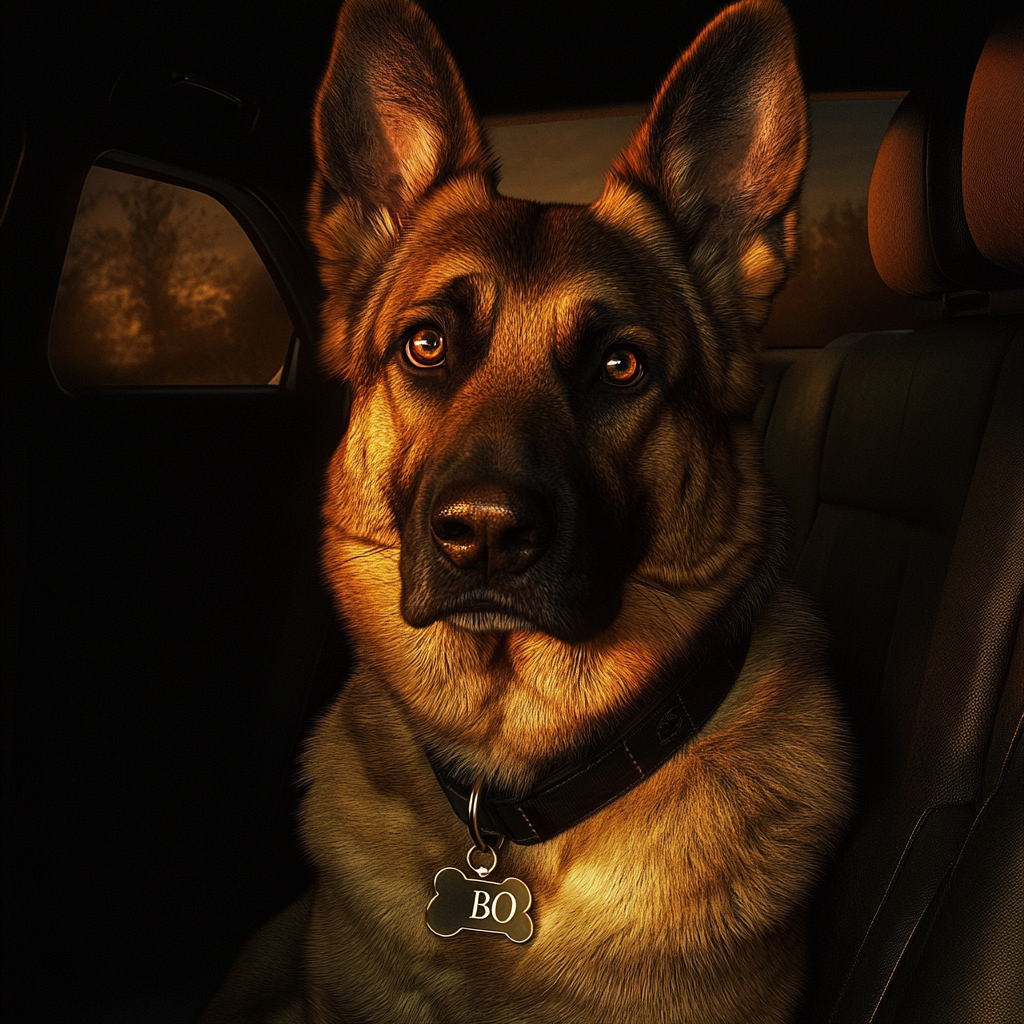 A German Shepherd sitting in a car | Source: Midjourney