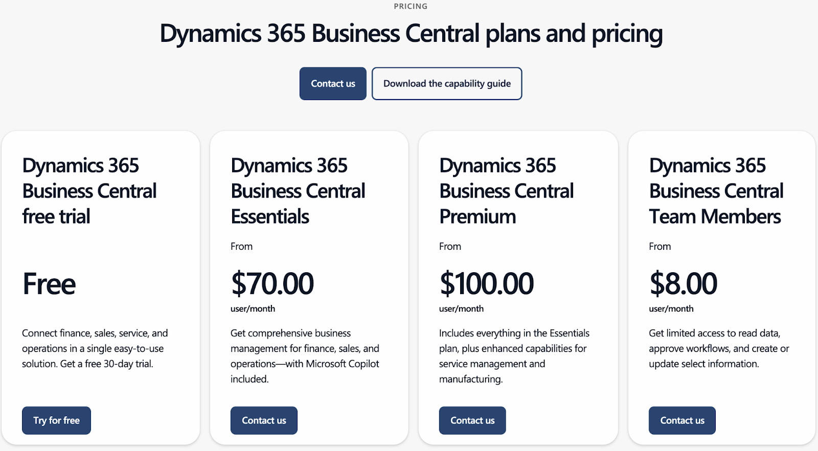 Microsoft Dynamics 365 pricing