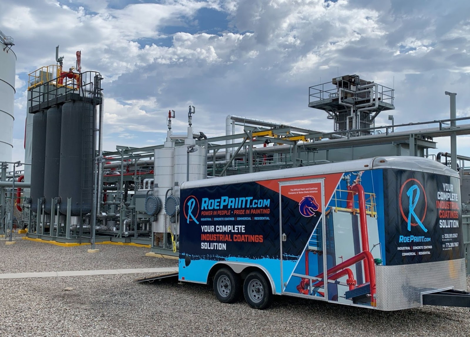 MSHA certified contractors' trailer, Roe Painting, parked outside a mining facilities