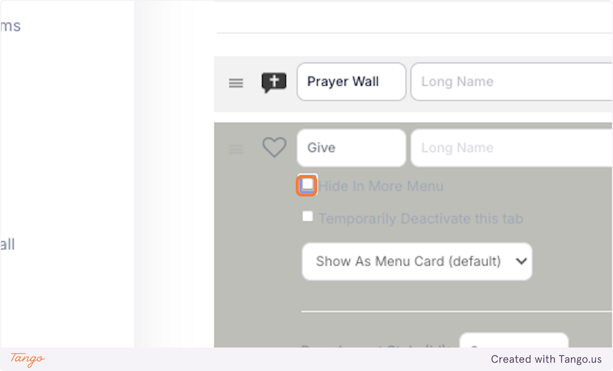 Uncheck Hide In More Menu