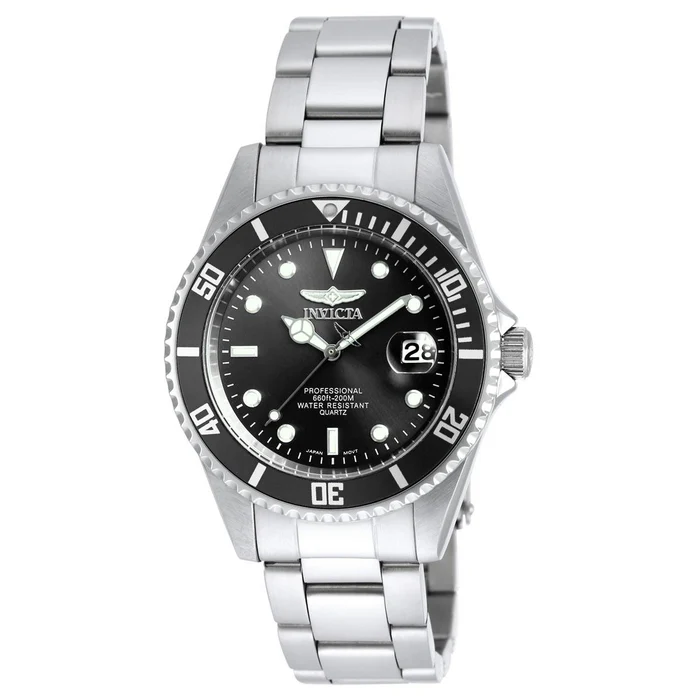 Invicta Men's Stainless Steel Watch - Pro Diver Coin Edge Bezel Black Dial