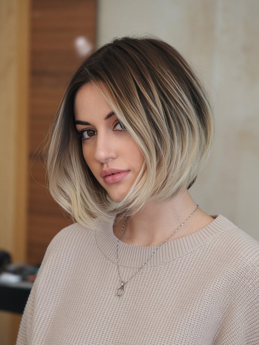 35. Bob with Balayage Highlights