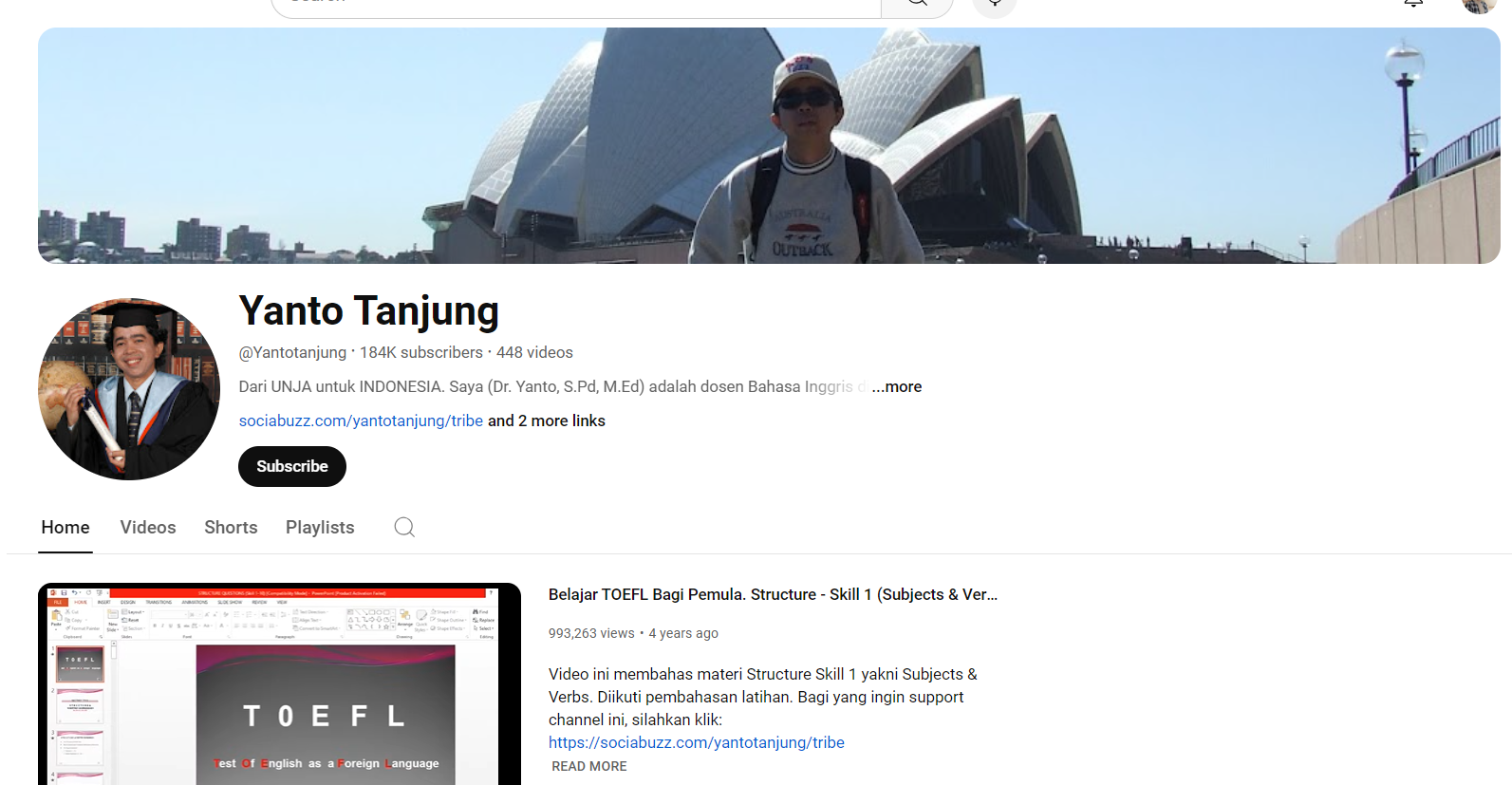 channel youtube belajar toefl Yanto Tanjung