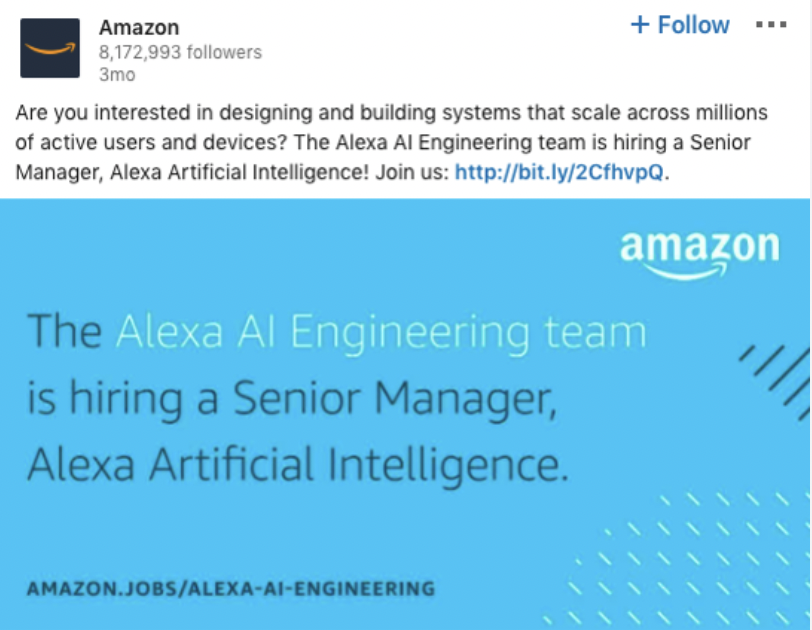 Amazon Job Ad on LinkedIn