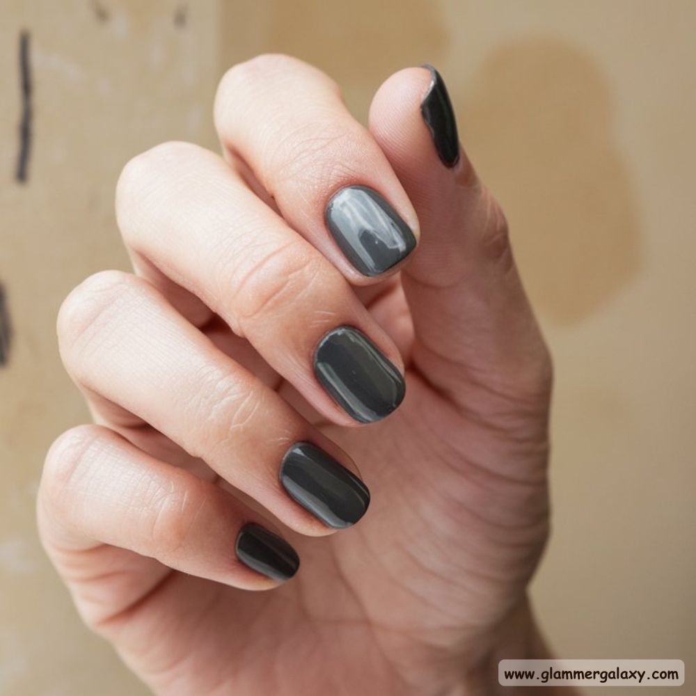 Winter Gray Nails having Bold Charcoal Gray
