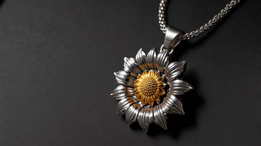 1pc rotating sunflower hip-hop style vintage flower necklace for men