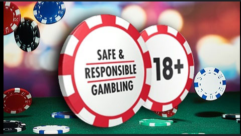  symbol representing responsible gambling, showing a hand holding a red stop sign, with a background of a casino, emphasizing the importance of safe gambling practices and online gambling NZ regulations.