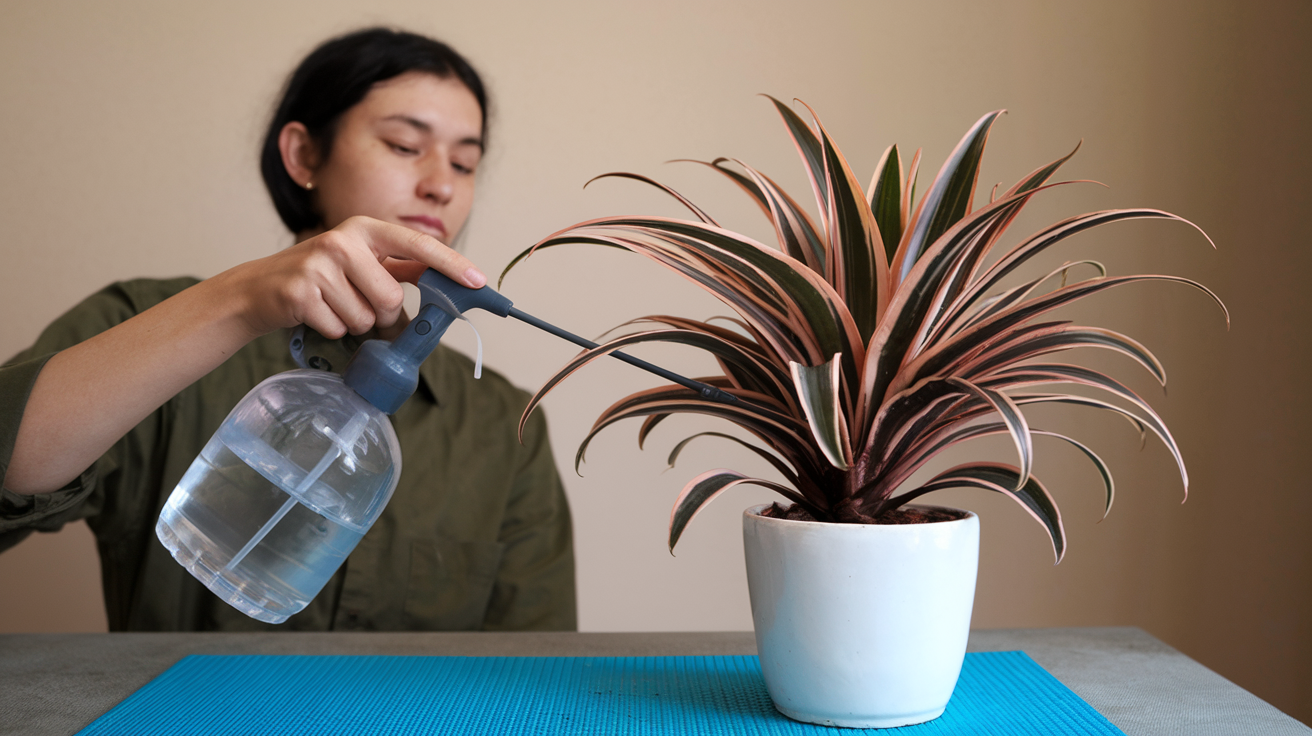 Regando a Dracena Compacta com regador manual