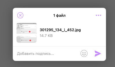 Привычный интерфейс отправки файлов в Telegram.