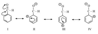 The resonating structures of C6H5 -- CHO are shown