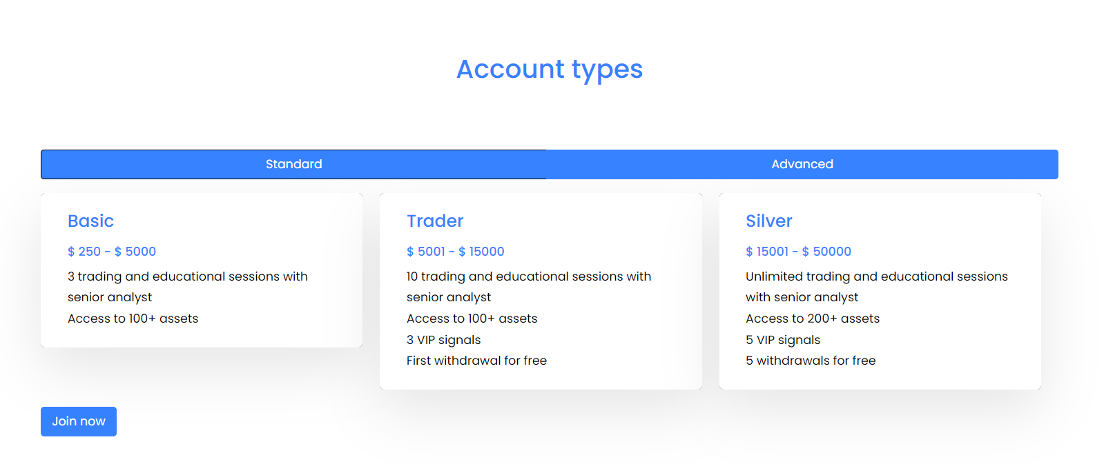 MS Limited account types