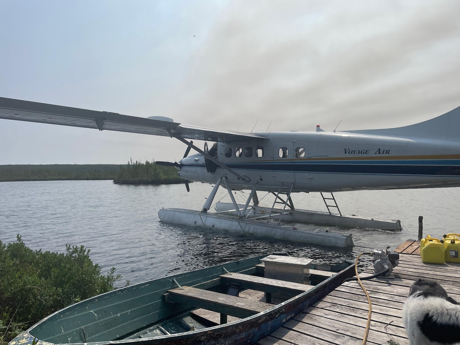 Sea plane with equipment to help deter the wildfires