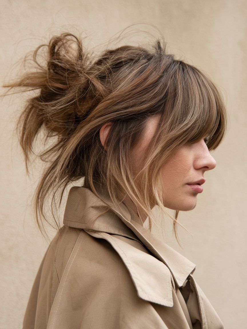 13. Heavy Side-Swept Fringe on a Messy Cut