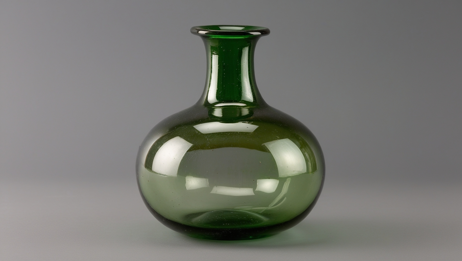 Antique 17th c Bulbous Green Glass Bottle