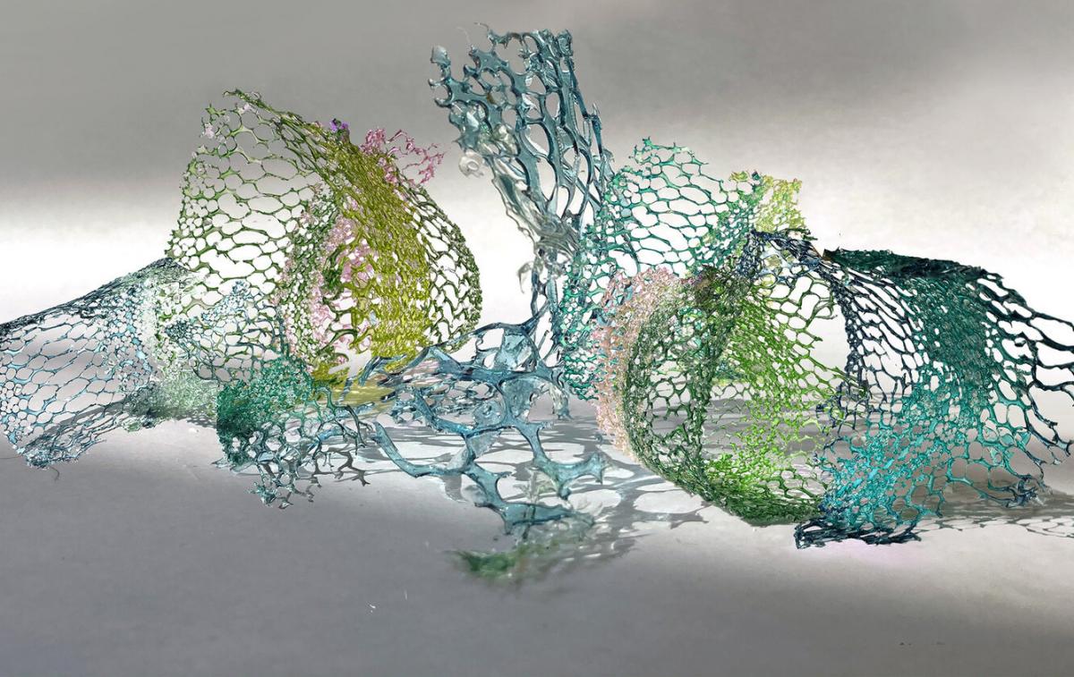 Scarlett Yang's Ori Seri biotextile against grey background