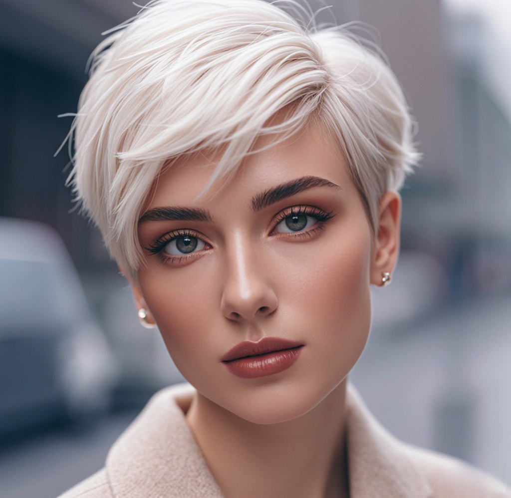 Bold & Icy: The Striking Platinum Long Pixie Cut