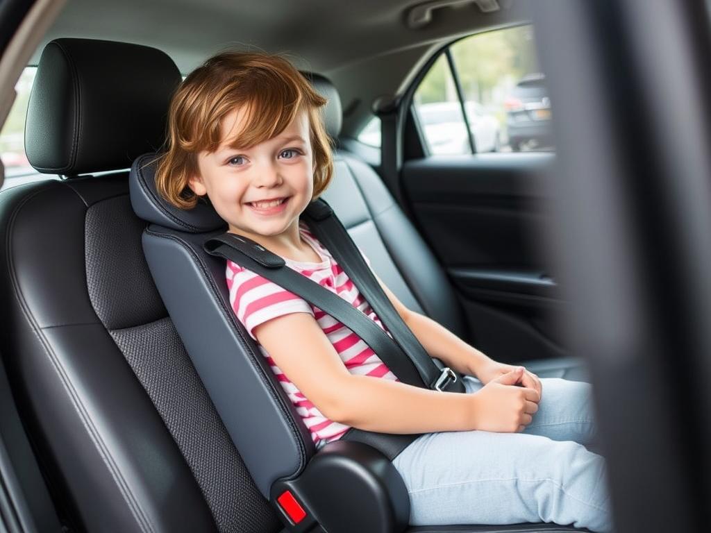 Portable booster seat being used in taxi