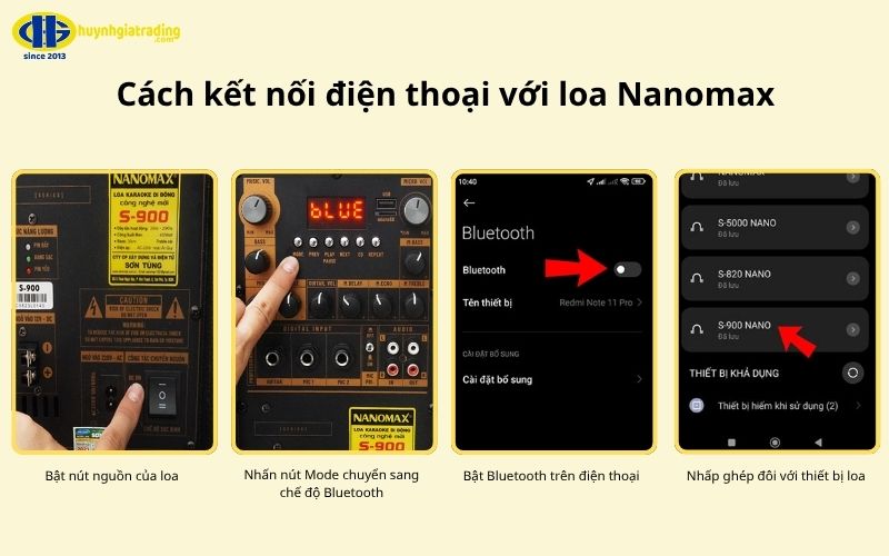 Hướng dẫn cách kết nối điện thoại với loa Nanomax S900