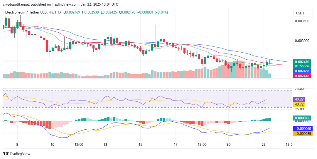 Gráfico de precios ETN/USD. Fuente de la imagen: TradingView 