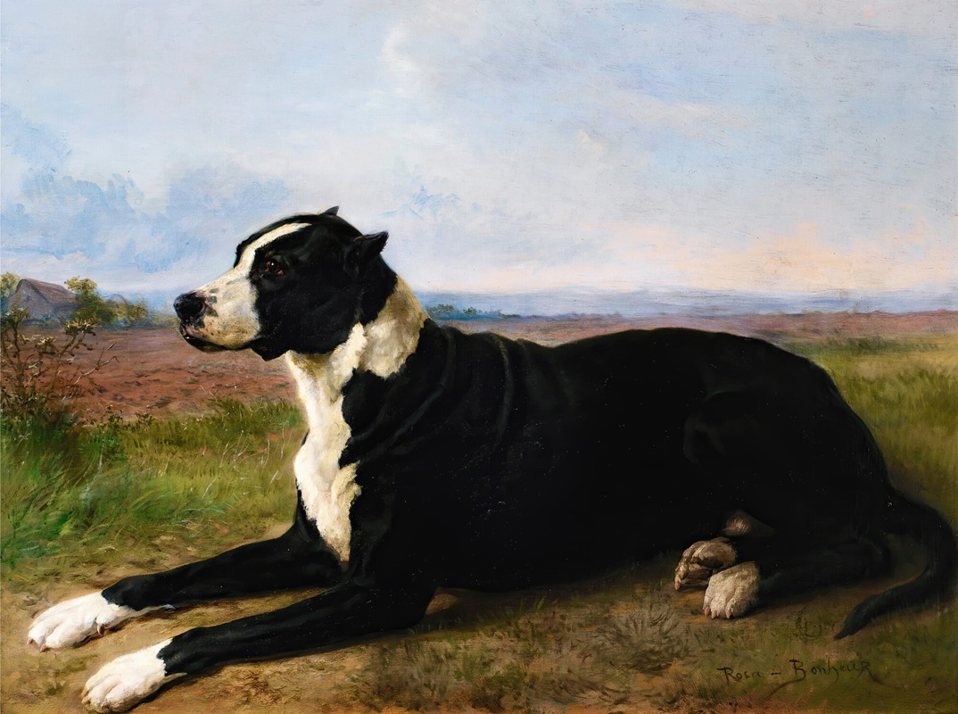 oil painting of a lab-mastiff mix by Rosa Bonheur